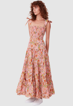 BOW TIE SUNDRESS FLORAL PRINT PINK