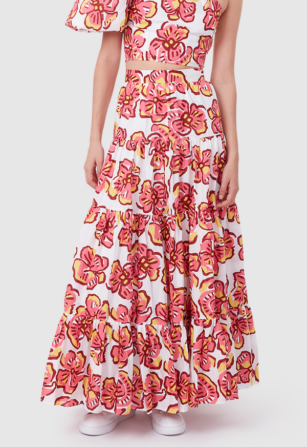 DAY TO NIGHT SKIRT BOLD FLORAL PINK