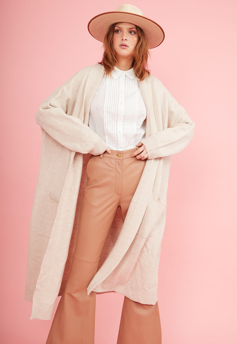 DEEP POCKETS CARDIGAN OATMARLE