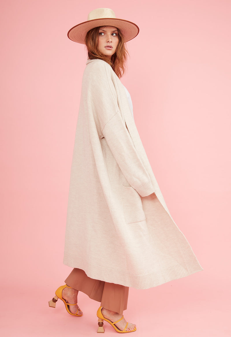 DEEP POCKETS CARDIGAN OATMARLE