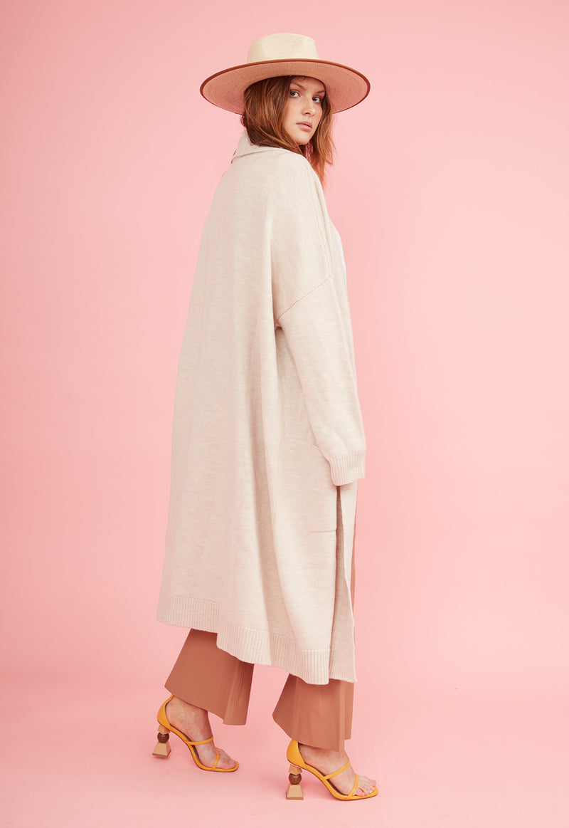 DEEP POCKETS CARDIGAN OATMARLE
