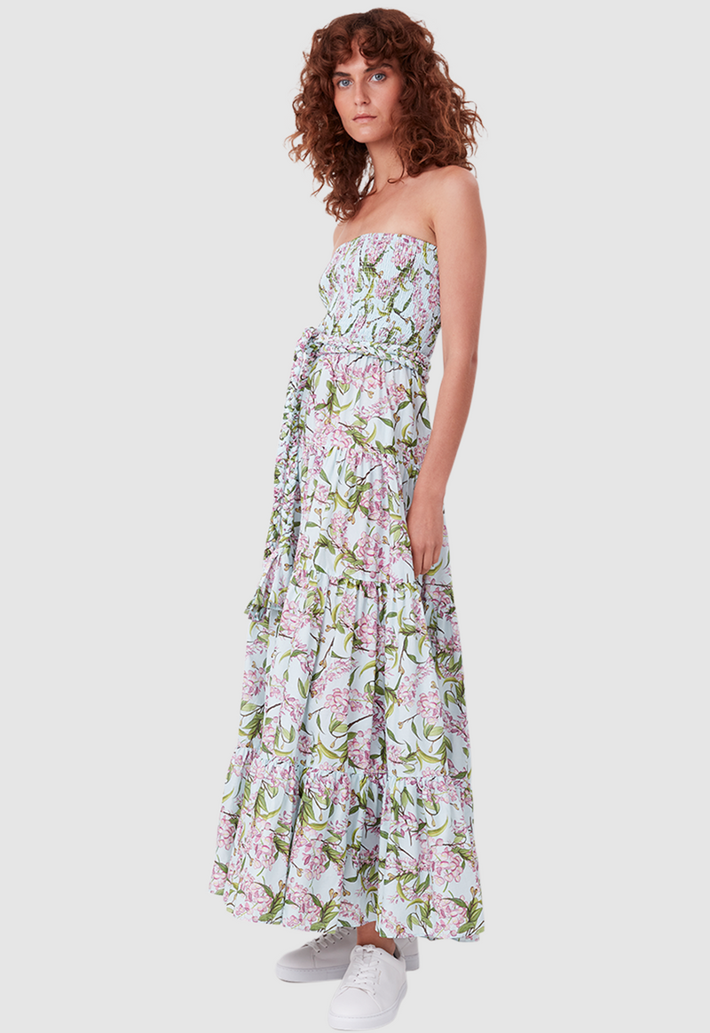 16TH BEACH DRESS WATERCOLOUR FLORAL AQUA