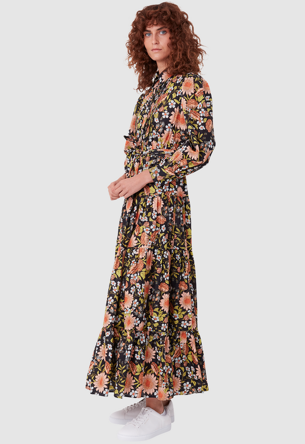9-5 DRESS FLORAL PRINT BLACK