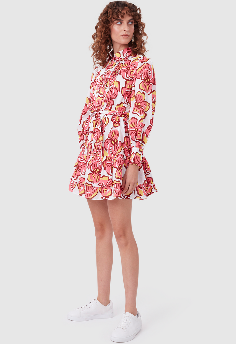 9-5 MINI DRESS BOLD FLORAL PINK