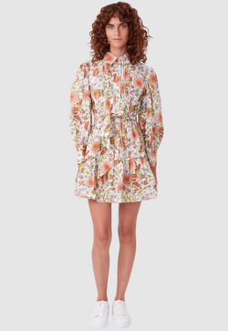 9-5 MINI DRESS FLORAL PRINT WHITE
