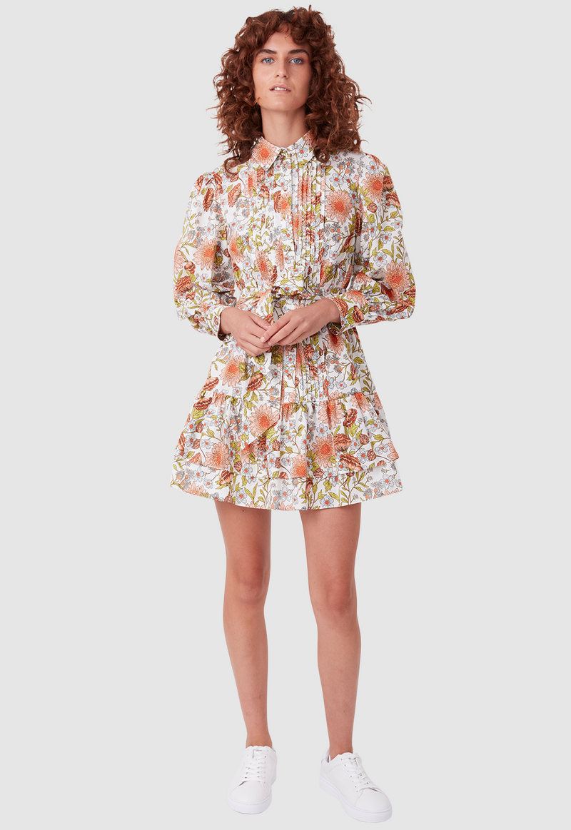 9-5 MINI DRESS FLORAL PRINT WHITE