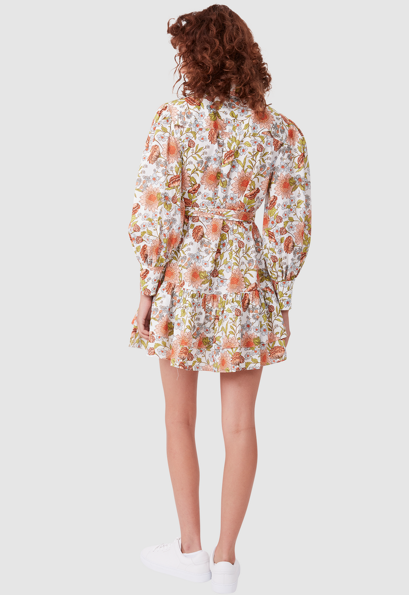 9-5 MINI DRESS FLORAL PRINT WHITE
