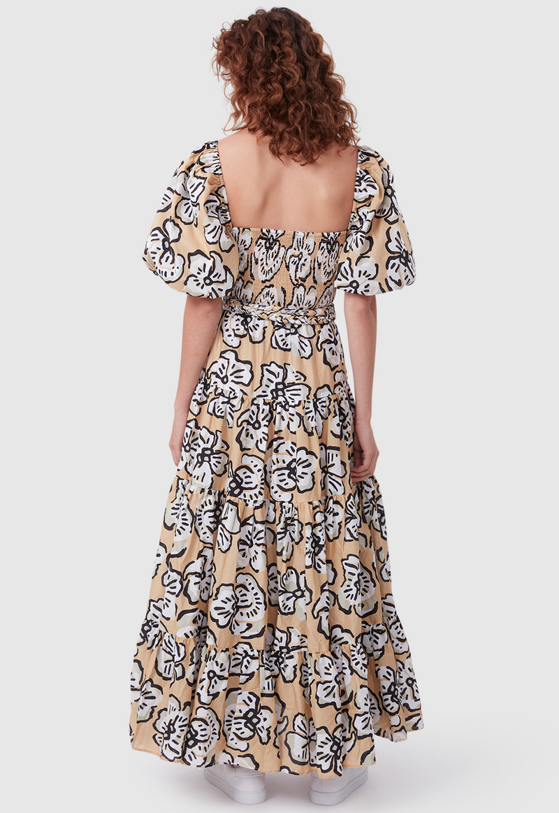 ALICE DRESS BOLD FLORAL BEIGE