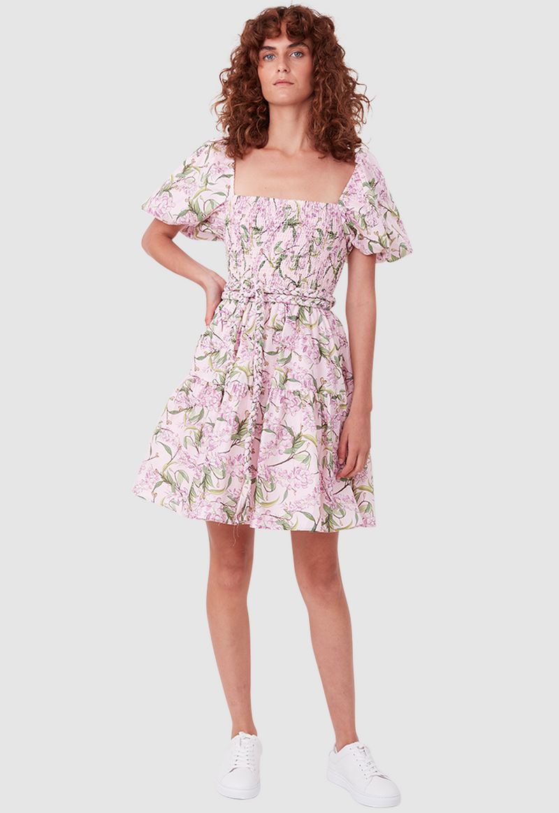 ALICE MINI DRESS WATERCOLOUR FLORAL PINK