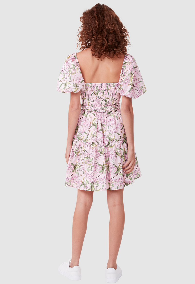 ALICE MINI DRESS WATERCOLOUR FLORAL PINK