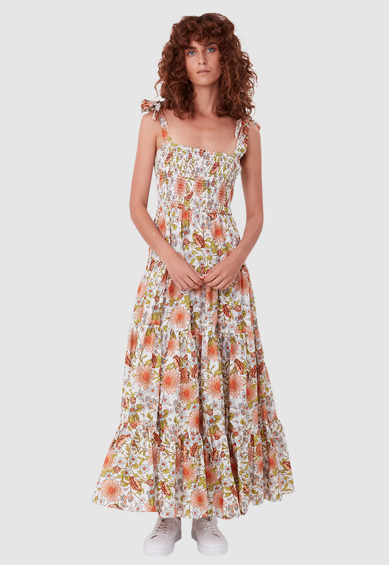BOW TIE SUNDRESS FLORAL PRINT WHITE