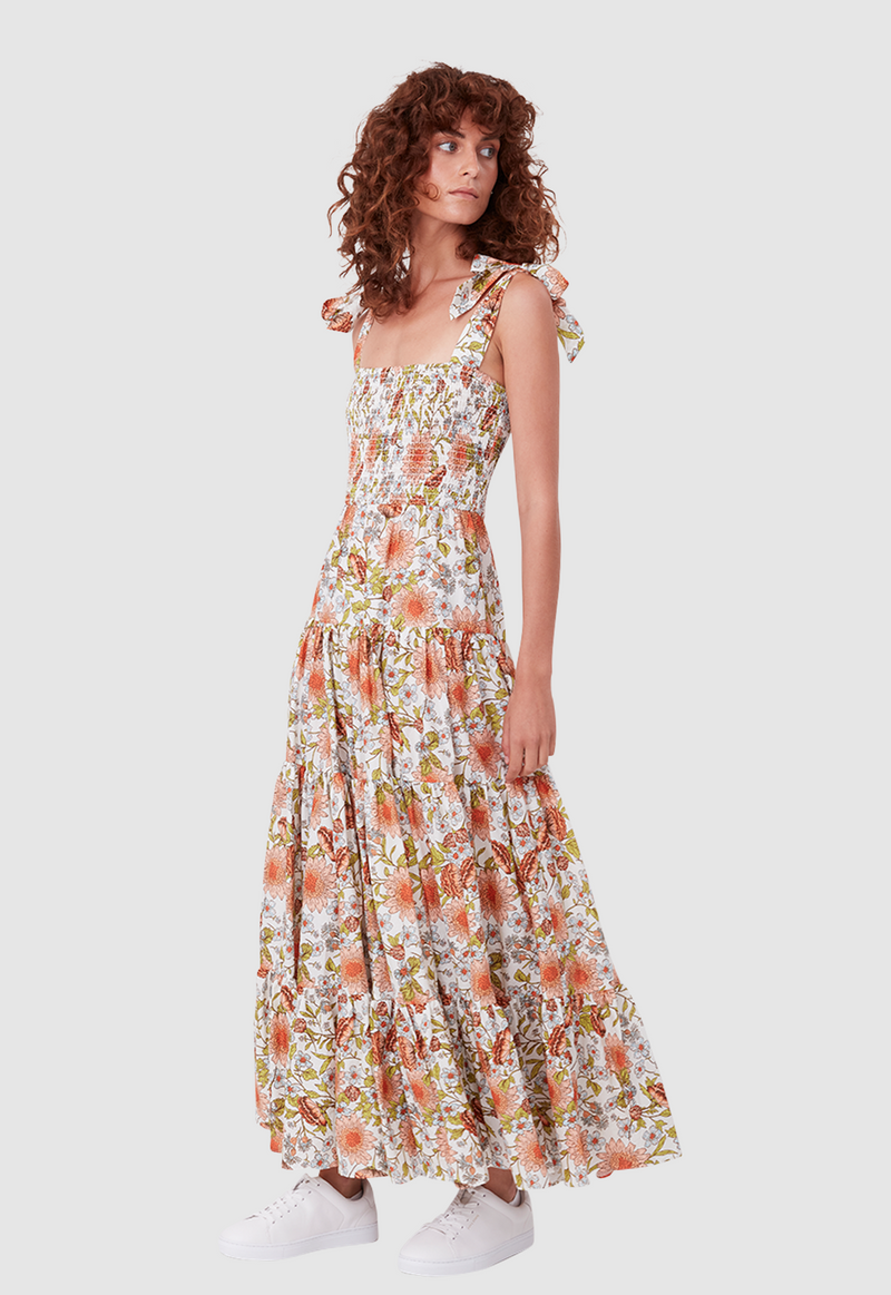 BOW TIE SUNDRESS FLORAL PRINT WHITE