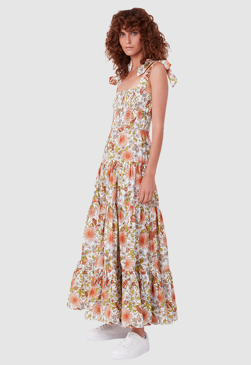 BOW TIE SUNDRESS FLORAL PRINT WHITE