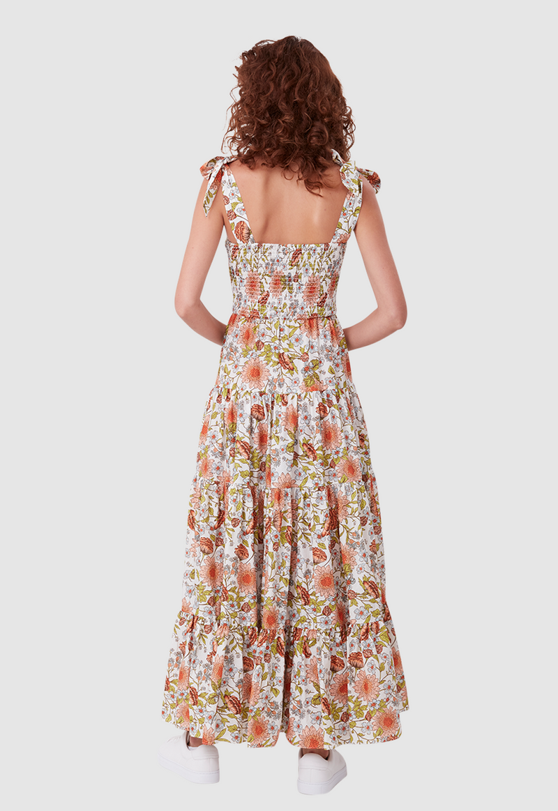 BOW TIE SUNDRESS FLORAL PRINT WHITE