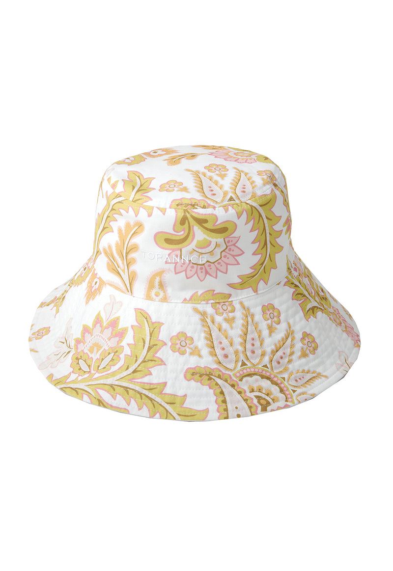 White and shop gold bucket hat