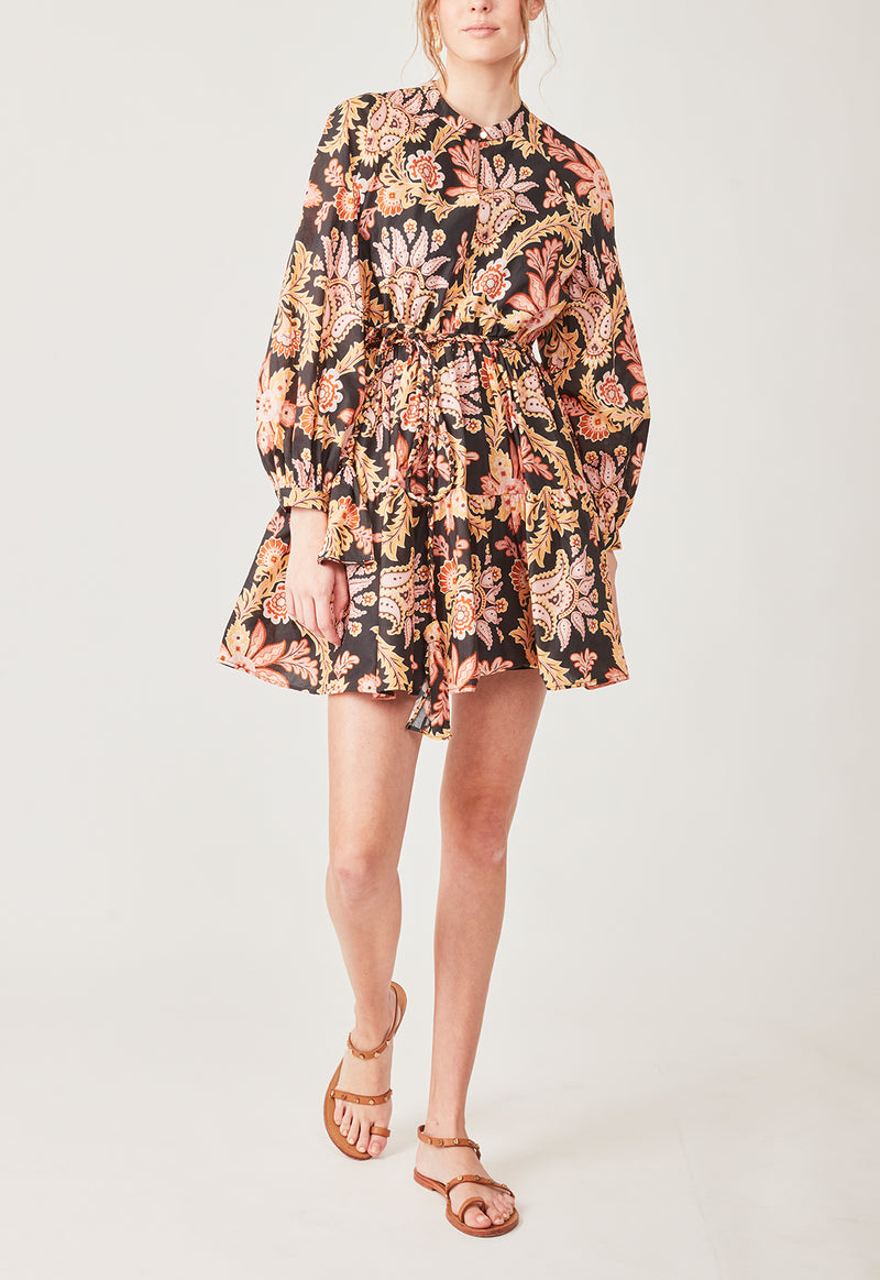 DAY TO NIGHT MINI DRESS BLACK PAISLEY