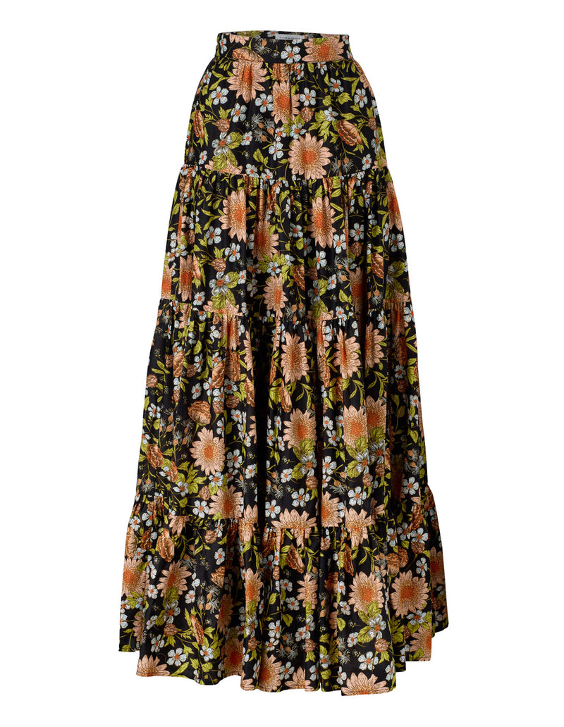 DAY TO NIGHT SKIRT FLORAL BLACK