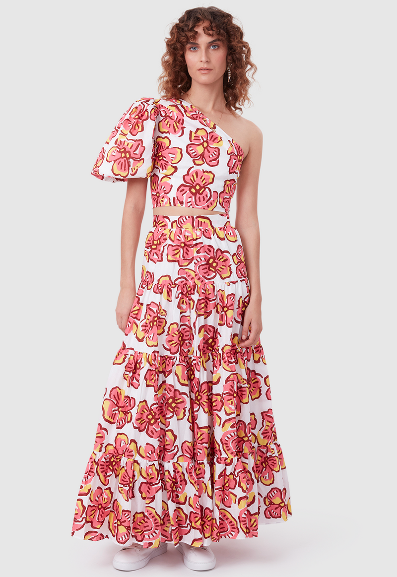 DAY TO NIGHT SKIRT BOLD FLORAL PINK