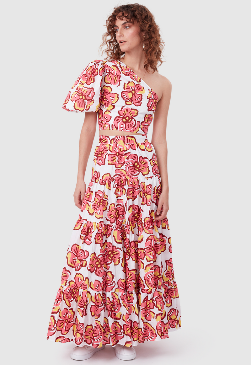 DAY TO NIGHT SKIRT BOLD FLORAL PINK