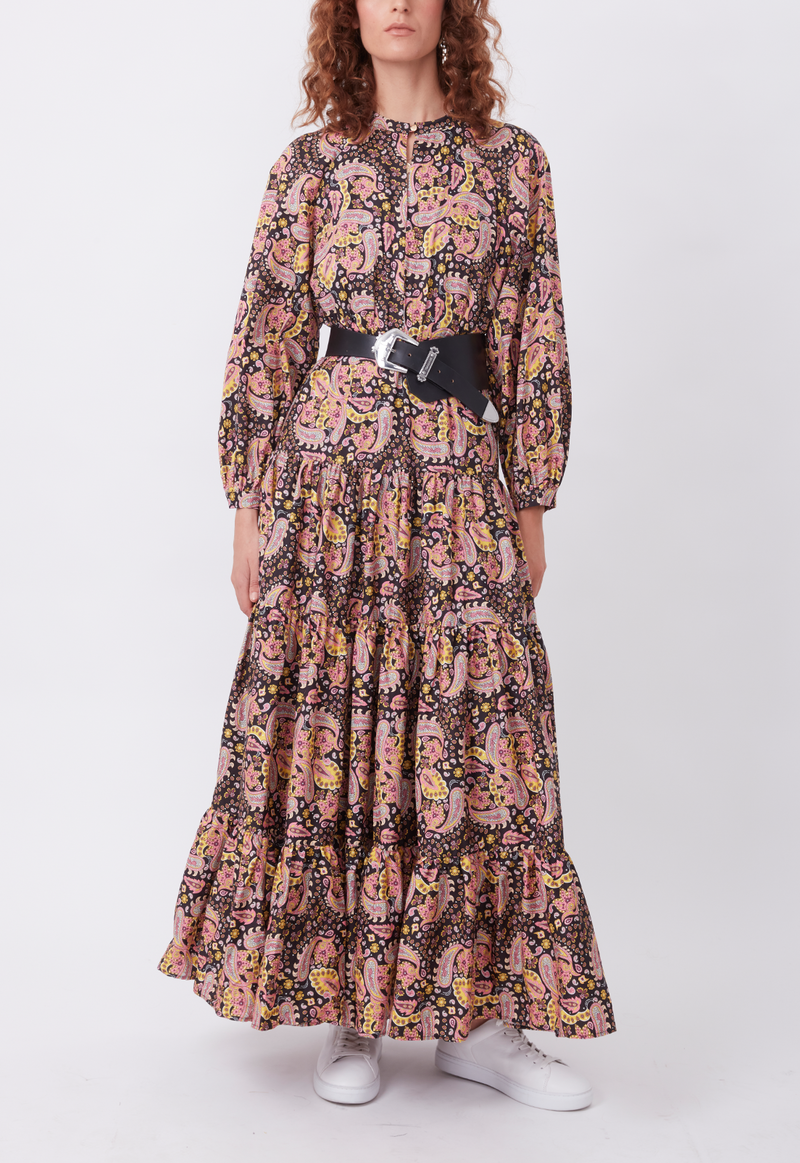 DAY TO NIGHT DRESS BLACK PINK PAISLEY