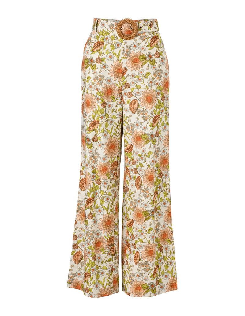 EDIE PANT FLORAL PRINT WHITE