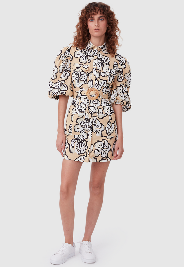 EXPLORER MINI DRESS BOLD FLORAL BEIGE