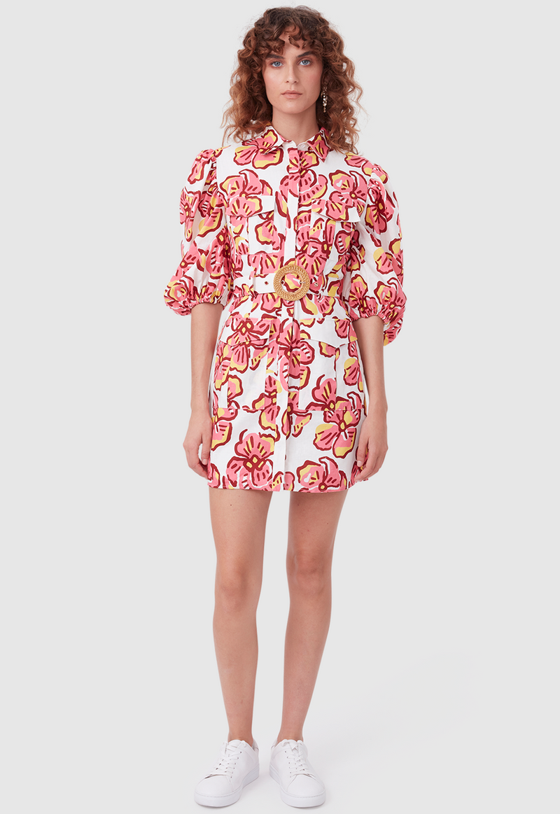 EXPLORER MINI DRESS BOLD FLORAL PINK