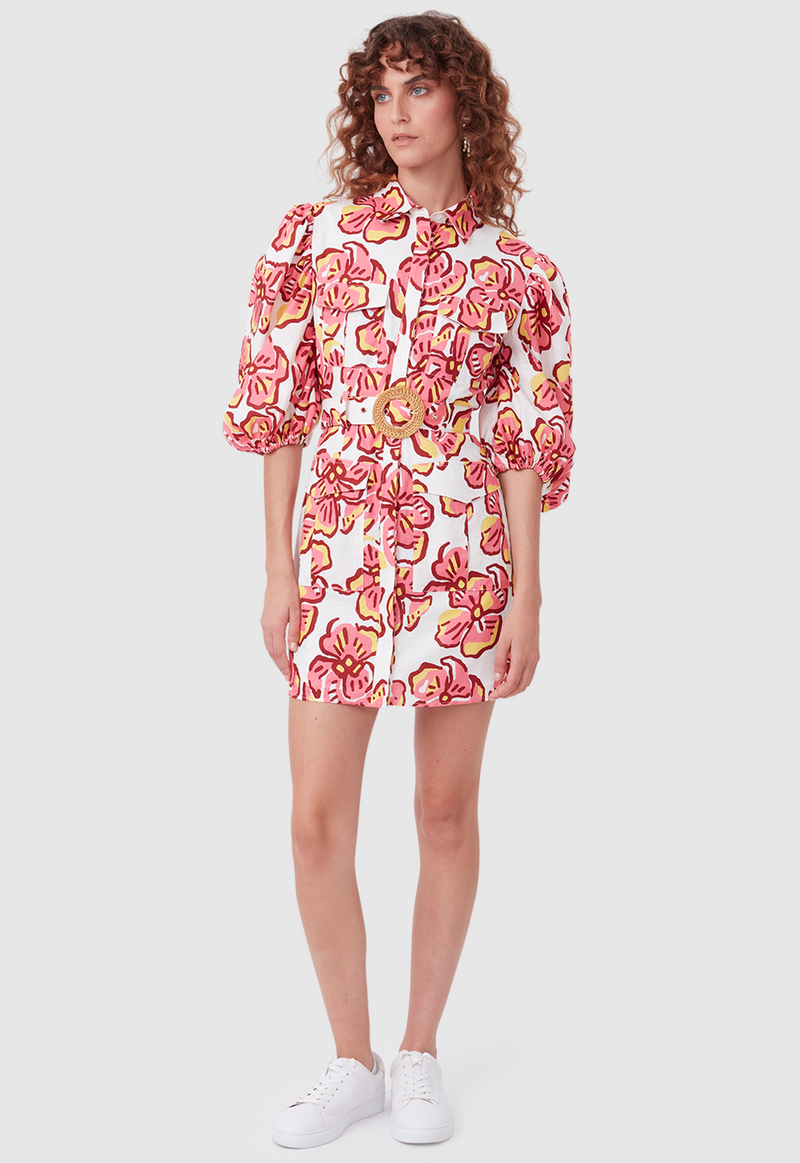 EXPLORER MINI DRESS BOLD FLORAL PINK