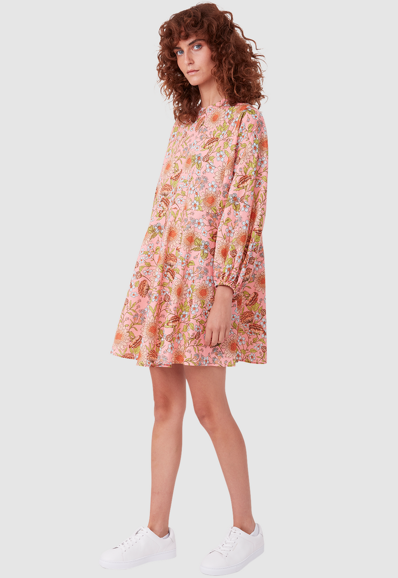 FLOAT AWAY SMOCK DRESS FLORAL PRINT PINK