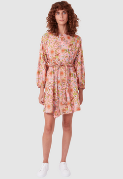 FLOAT AWAY SMOCK DRESS FLORAL PRINT PINK