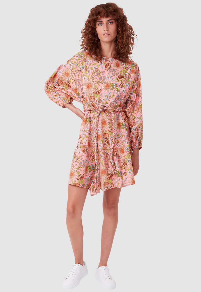 FLOAT AWAY SMOCK DRESS FLORAL PRINT PINK