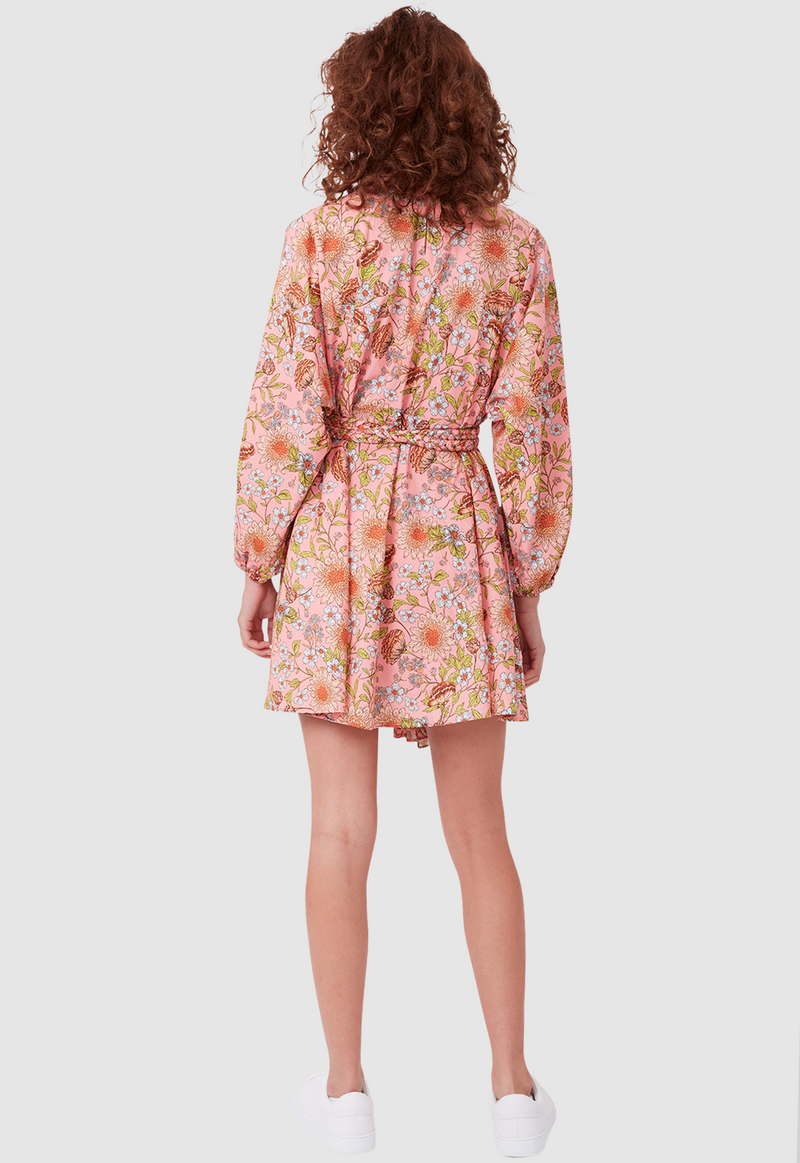 FLOAT AWAY SMOCK DRESS FLORAL PRINT PINK
