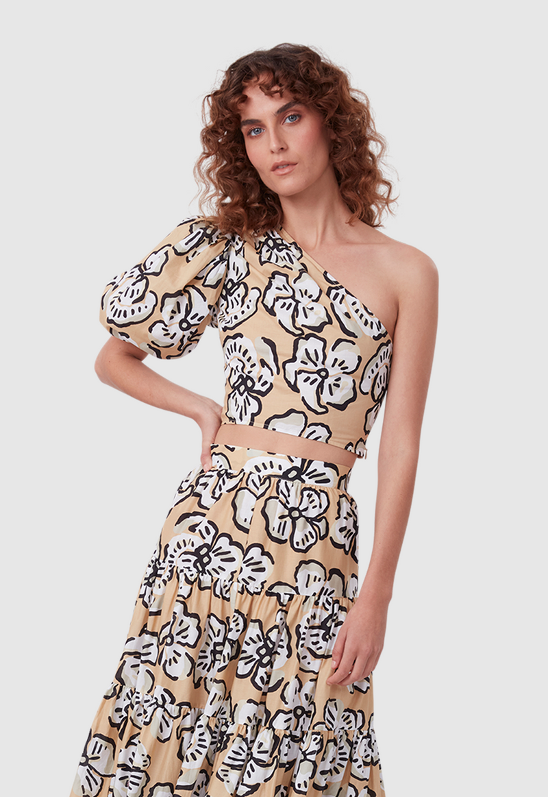 FRIDA BLOUSE BOLD FLORAL BEIGE