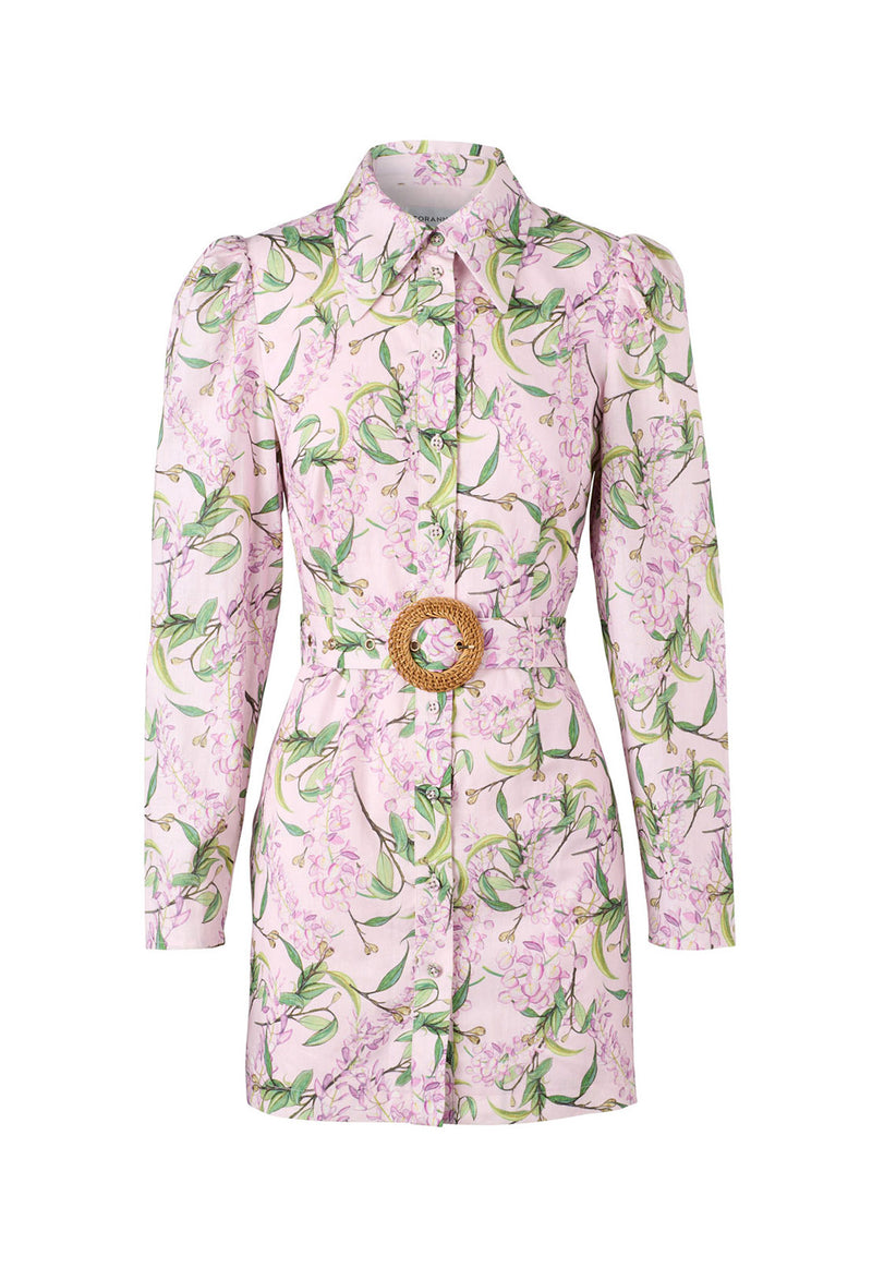 EDIE SHIRT DRESS WATERCOLOUR FLORAL PINK