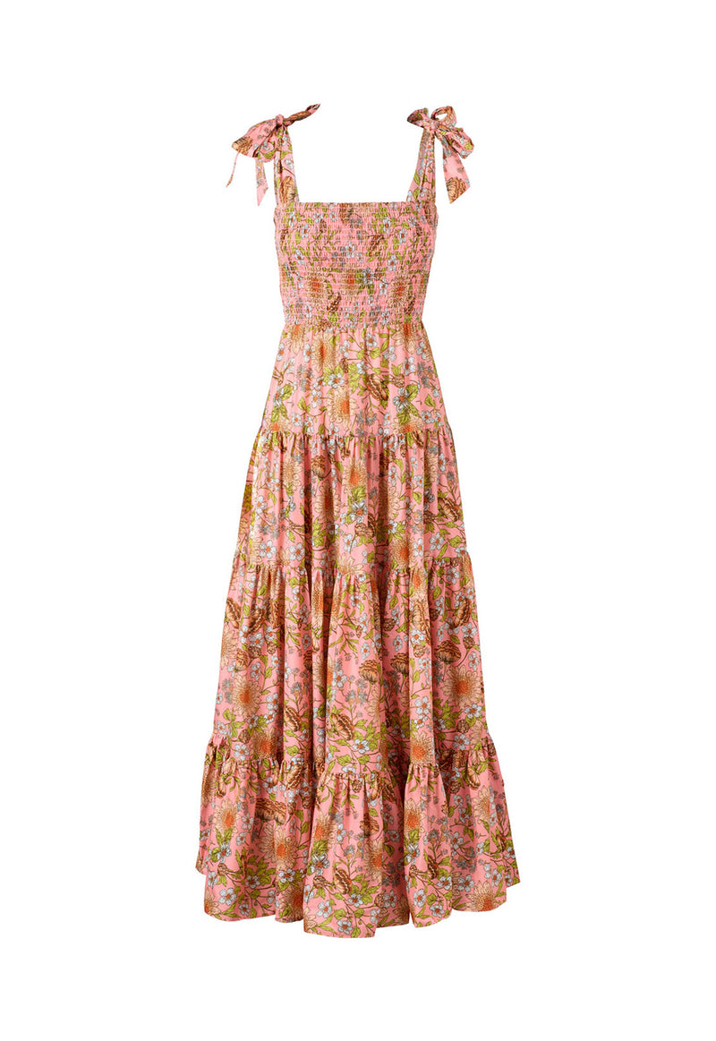 BOW TIE SUNDRESS FLORAL PRINT PINK