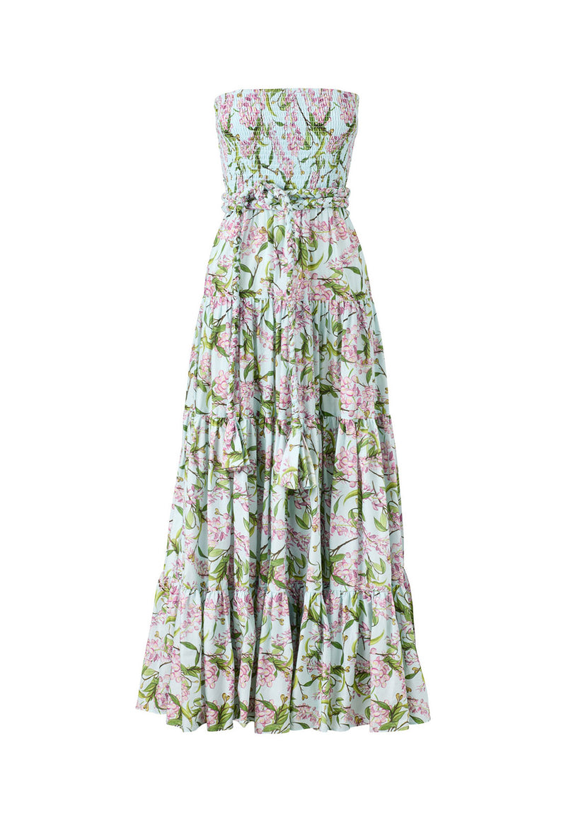 16TH BEACH DRESS WATERCOLOUR FLORAL AQUA