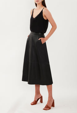 LOREN LEATHER SKIRT BLACK