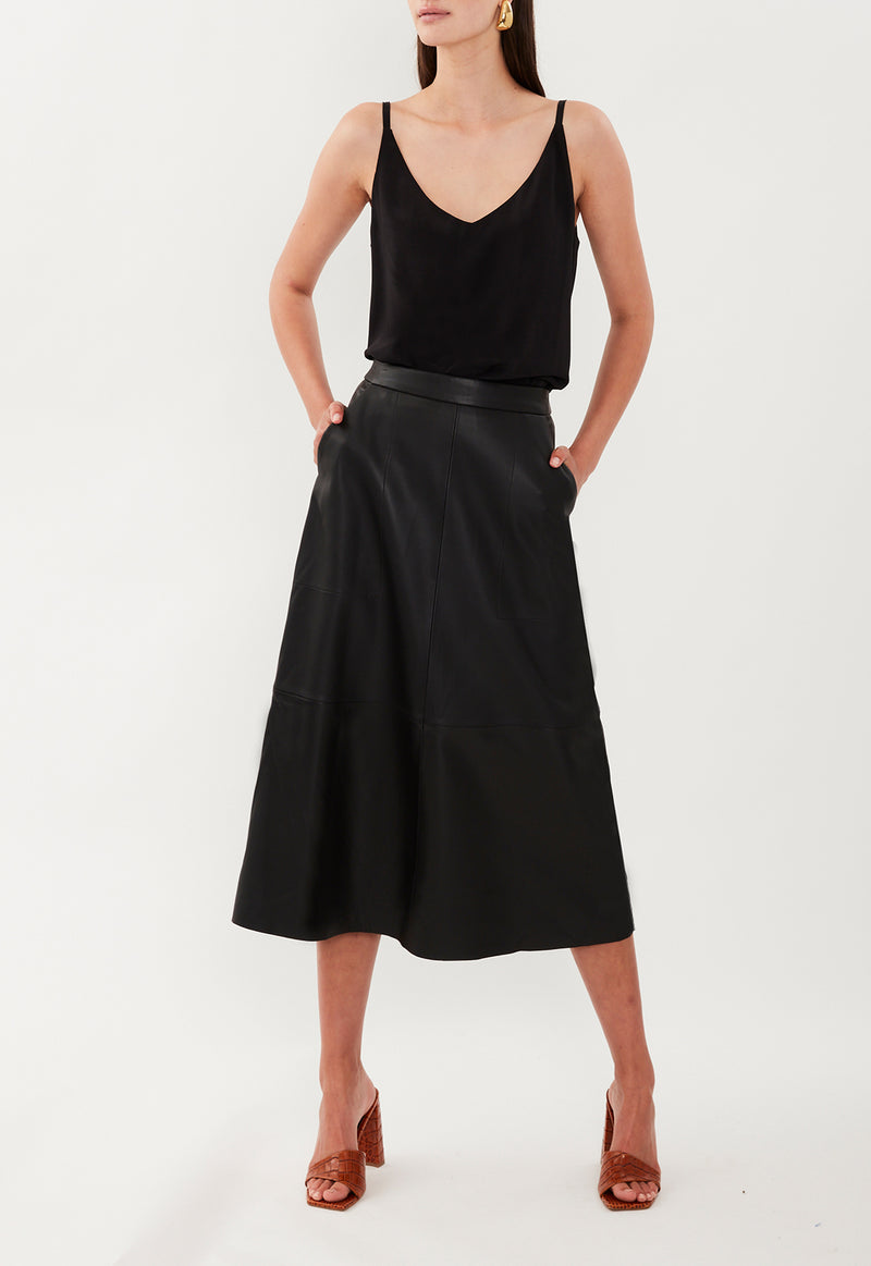LOREN LEATHER SKIRT BLACK