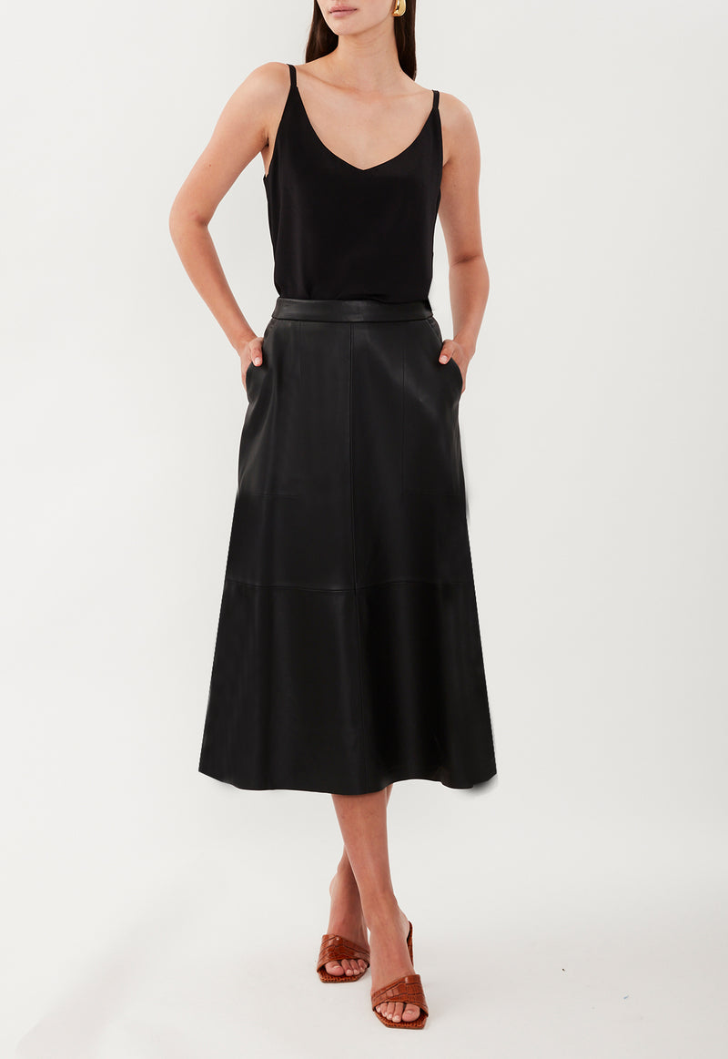 LOREN LEATHER SKIRT BLACK