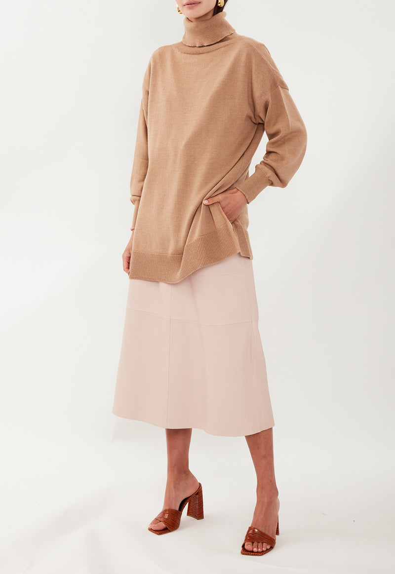 LOREN LEATHER SKIRT BLUSH