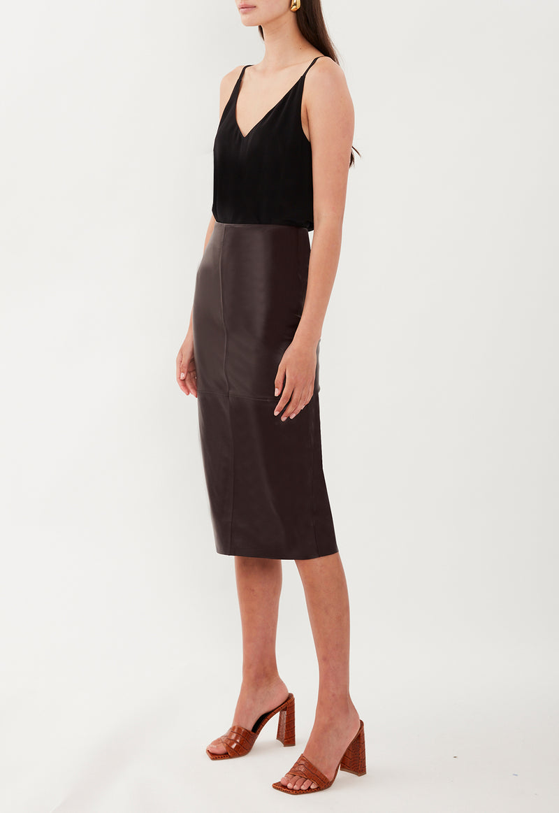 MID LENGTH PENCIL SKIRT BLACK CHERRY