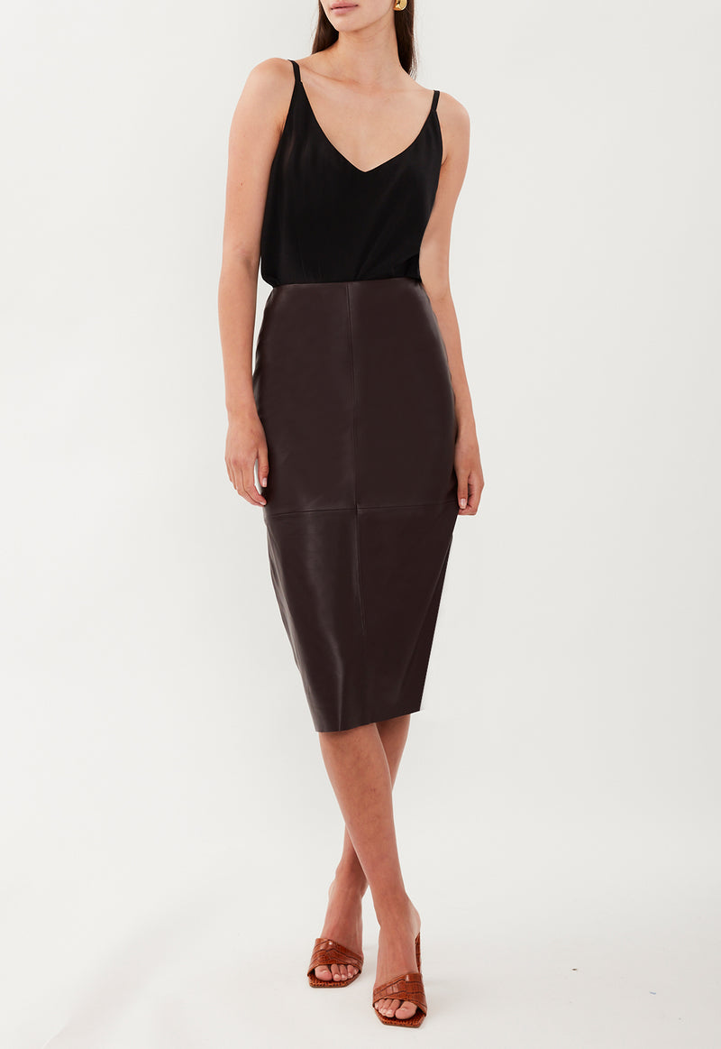 MID LENGTH PENCIL SKIRT BLACK CHERRY