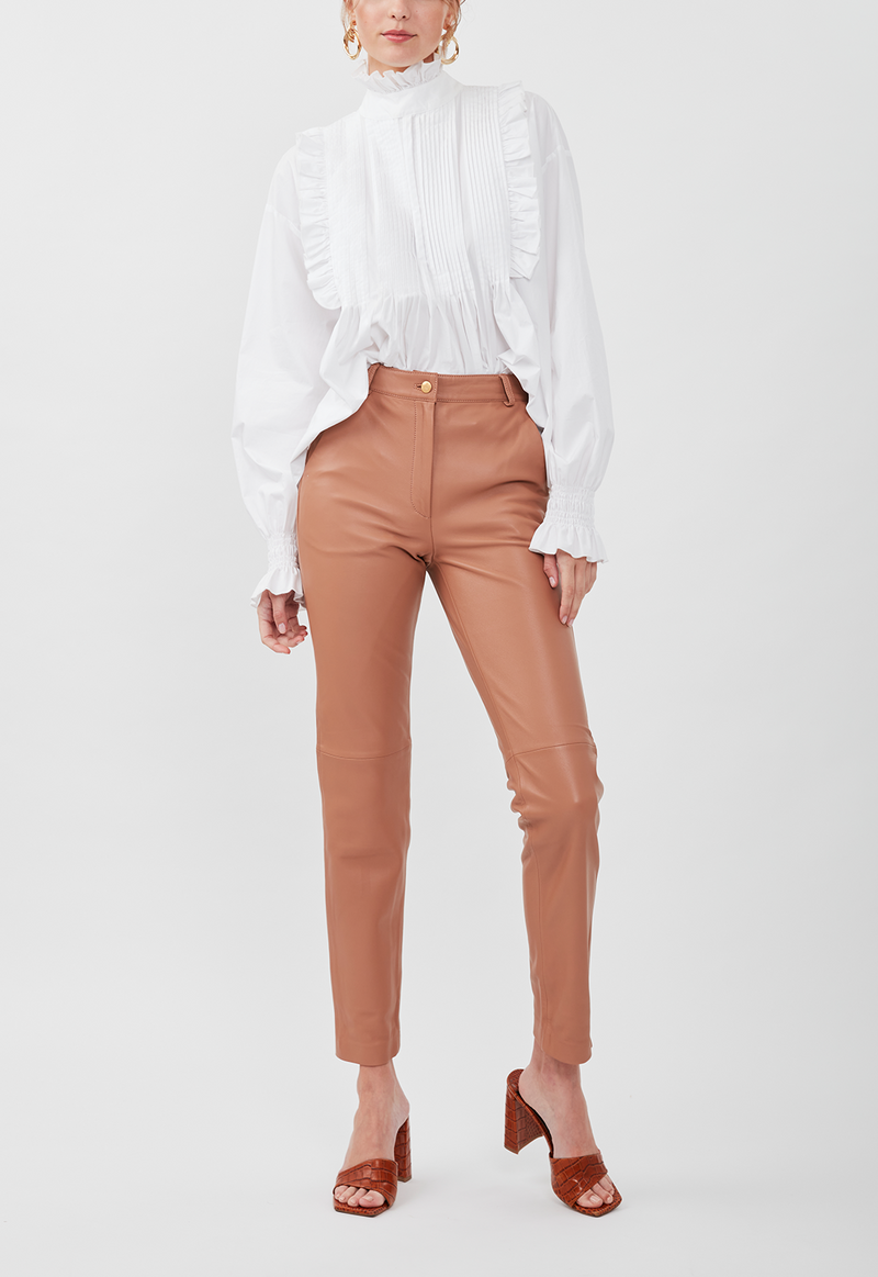 STRAIGHTY 180 LEATHER PANTS WALNUT