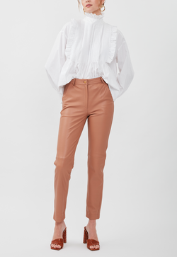 STRAIGHTY 180 LEATHER PANTS WALNUT