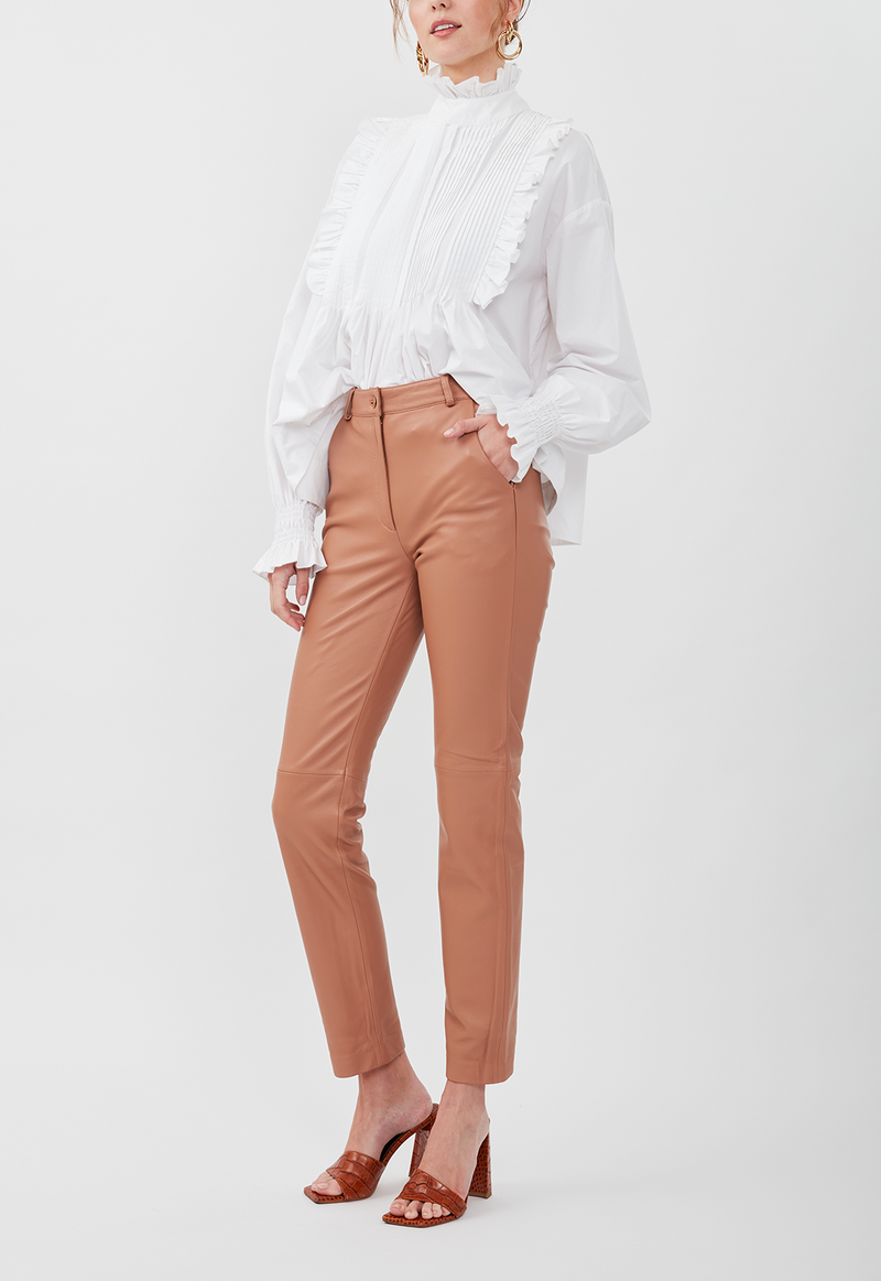 STRAIGHTY 180 LEATHER PANTS WALNUT