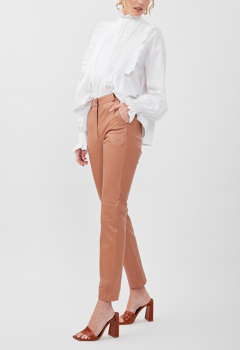 STRAIGHTY 180 LEATHER PANTS WALNUT