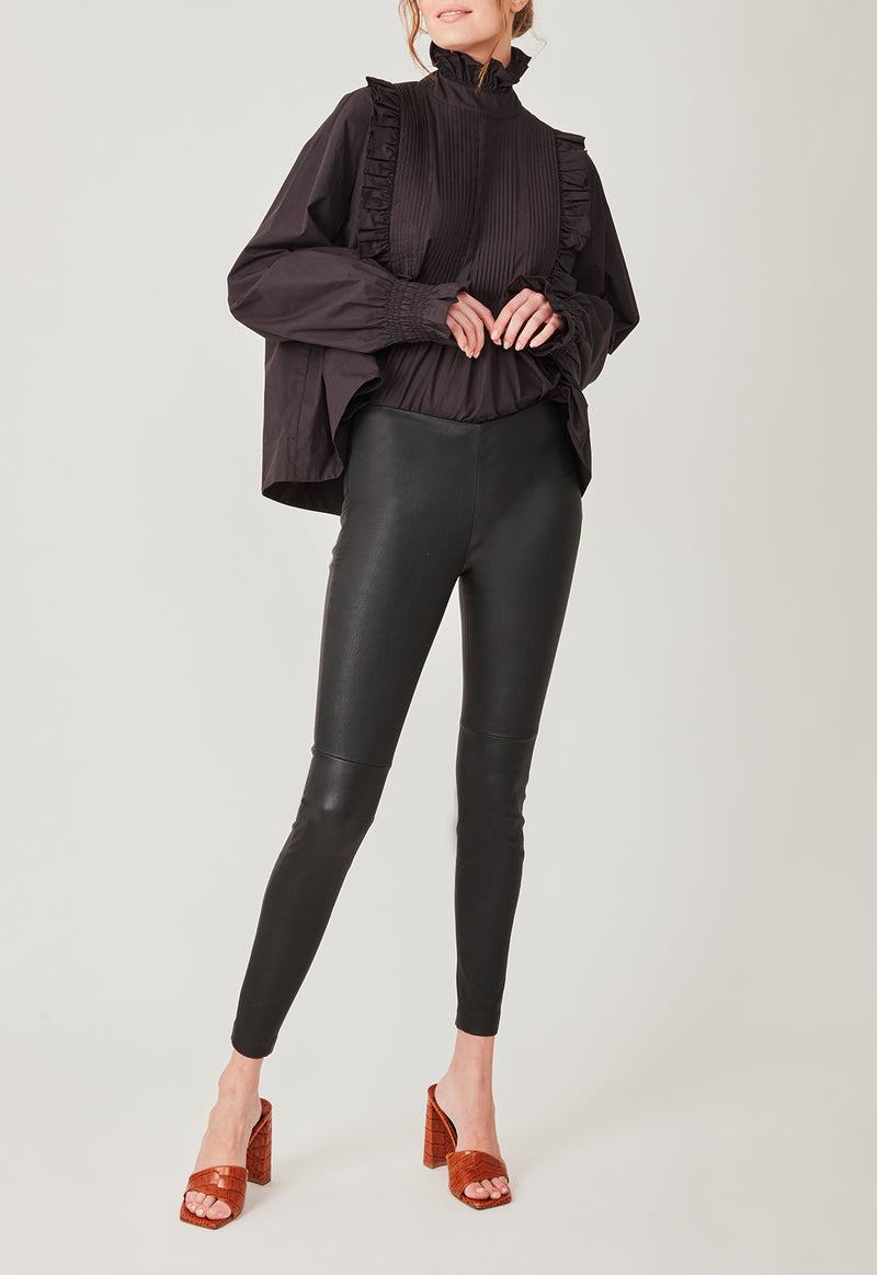 Faux stretch-leather leggings