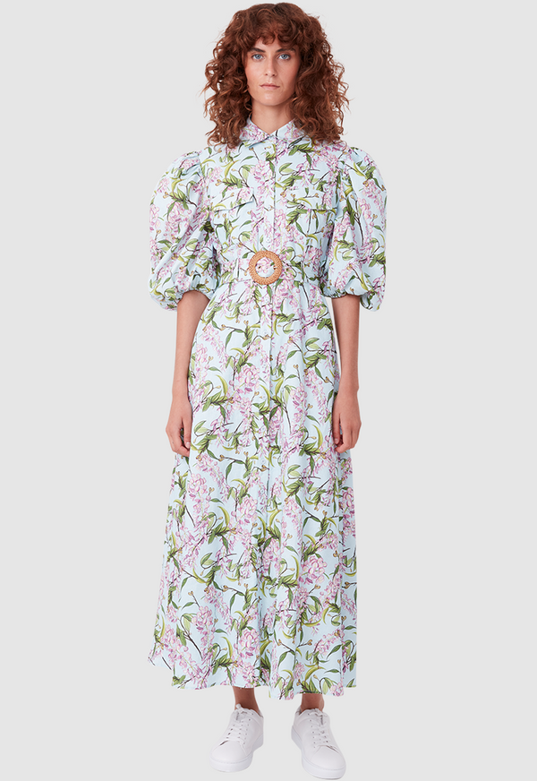 SUNDAY BEST DRESS WATERCOLOUR FLORAL AQUA