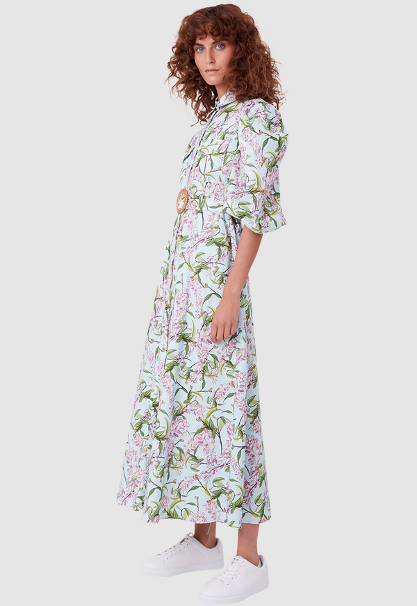 SUNDAY BEST DRESS WATERCOLOUR FLORAL AQUA