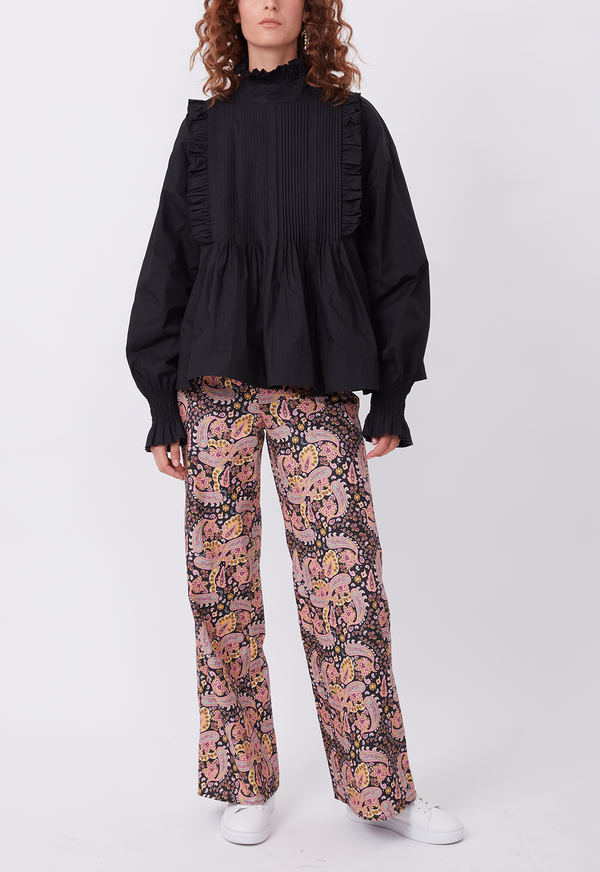 SOPHIA SMOCK BLOUSE BLACK